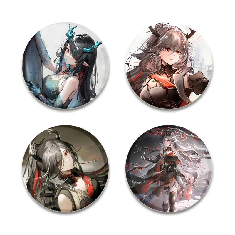 Hot Anime Games Arknights Fashion Jewelry Accessories Cosplay Kal'tsit Amiya Theresa Handmade Tinplate Brooches Decoration Gifts