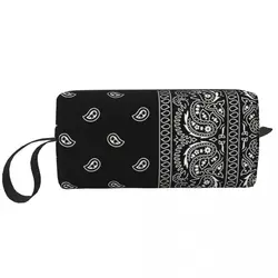 Bolsa de aseo personalizada estilo Bandana, organizador de maquillaje cosmético, almacenamiento de belleza, caja de Kit Dopp, color blanco y negro