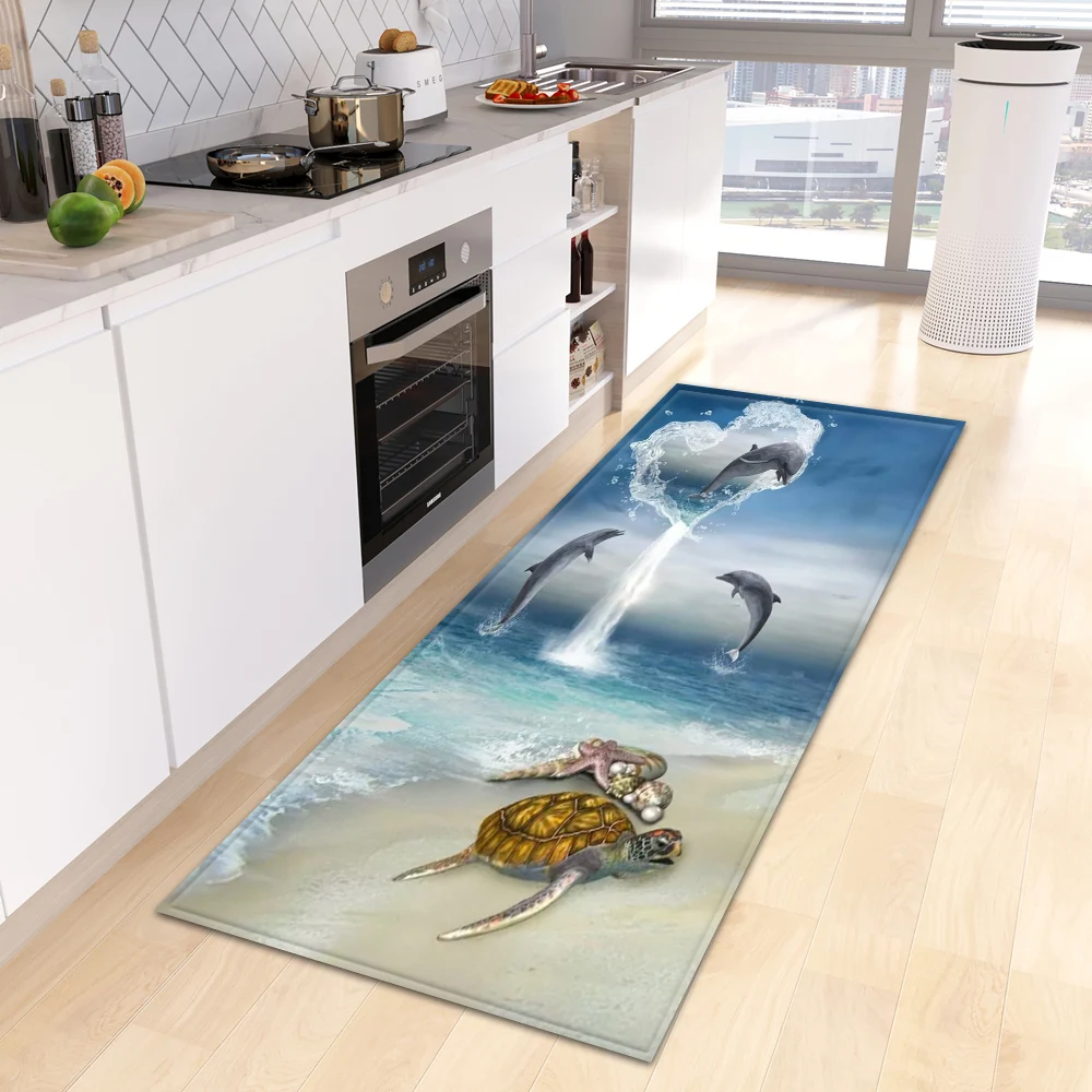 Underwater World Kitchen Rug Entrance Doormat Bath Hallway Anti-Slip Foot Mat Custom Bedroom Living Room Floor Decor Home Carpet