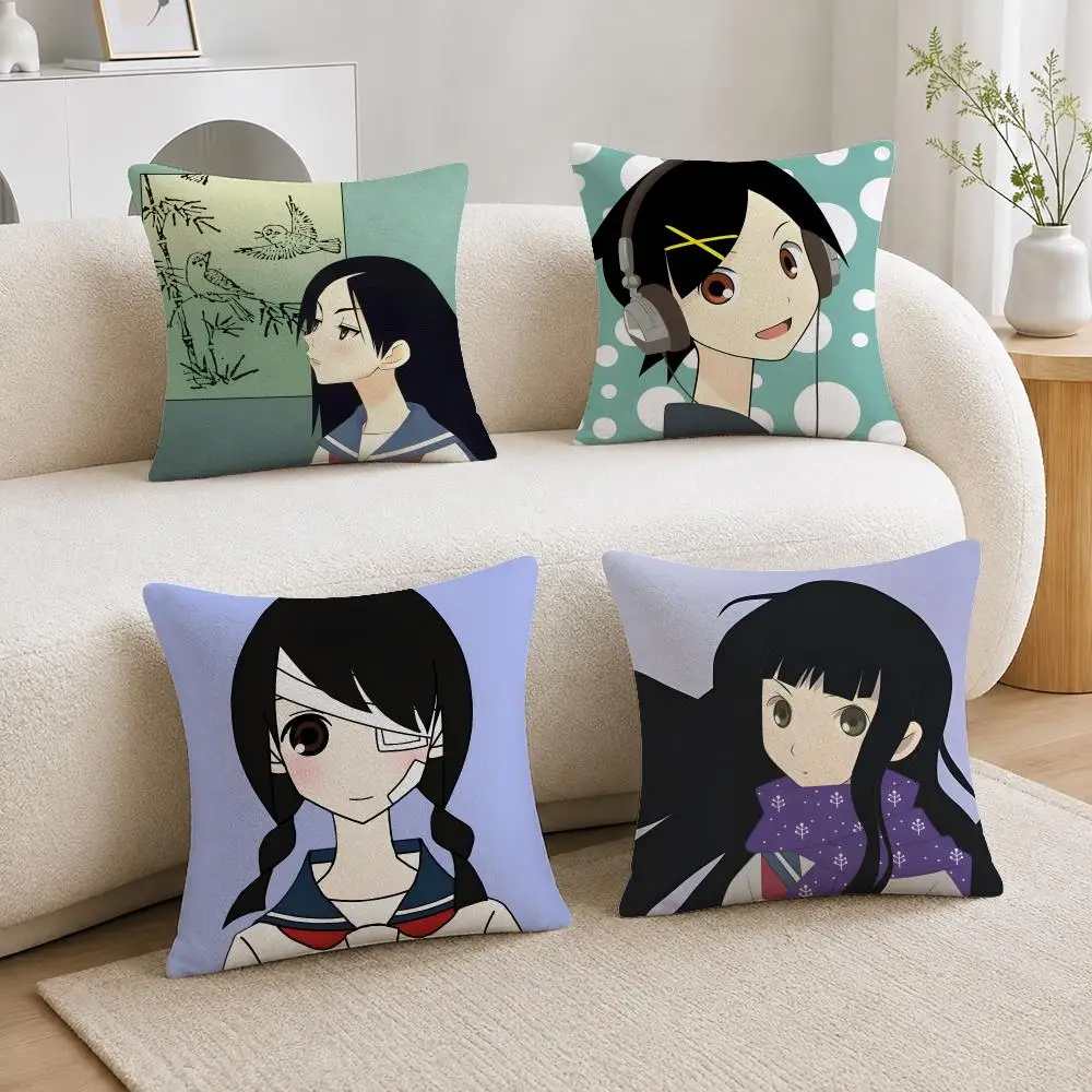Dark Satirical Comedy Anime Sayonara Zetsubou Sensei Soft Plushs Fluffy Throw Pillow Cases for Sofa Bedroom Home Decor
