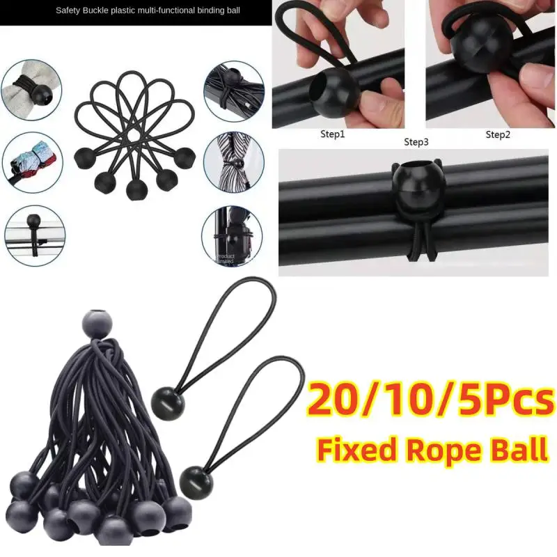 5/10/20Pcs Multi-functional Fixed Rope Ball Plastic Ball Outdoor Tent Storage Elastic Rope Buckle Rubber Band Camping Survival