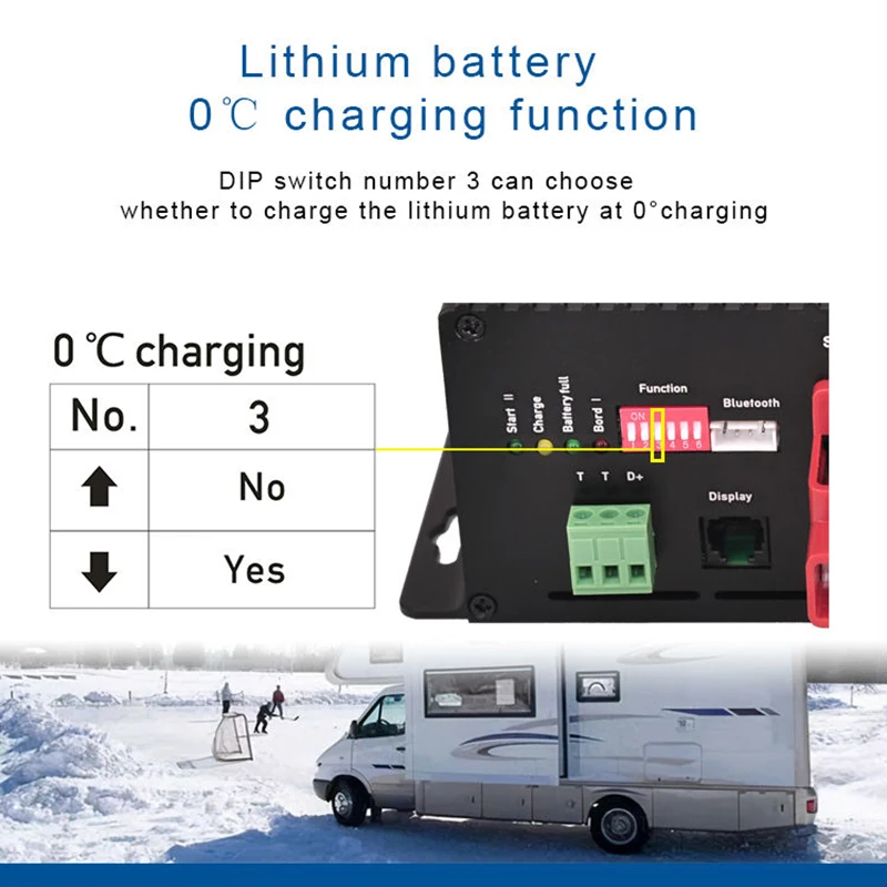 شاحن تيار مستمر ذكي 12 فولت 60 أمبير 30 أمبير مع دعم معزز، بطارية ليثيوم لتطبيق بلوتوث، شحن تلقائي بالكامل