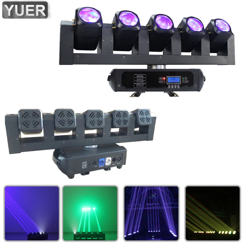 5X40W Super Beam Strobe Moving Head Light DMX512 16CH Music  Control For DJ Disoc Stage Lighting Show Party Club Park Indoor Bar