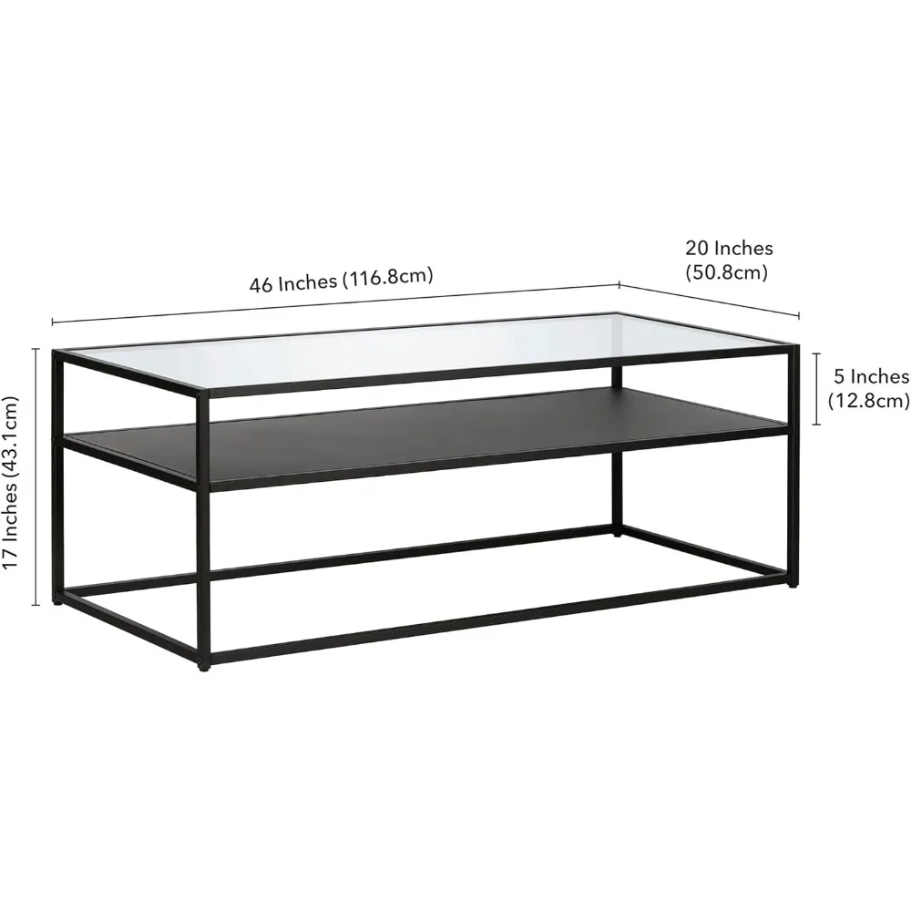 Mesa de centro retangular larga Ada 46'' em bronze enegrecido