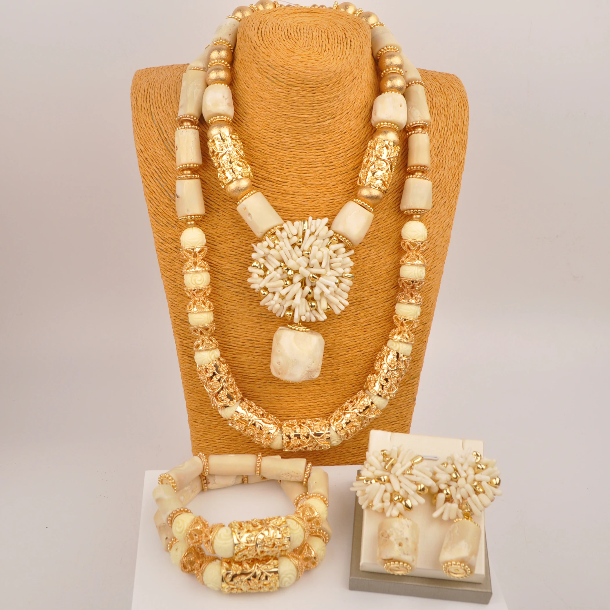 

Real White Coral Bead Jewelry Set