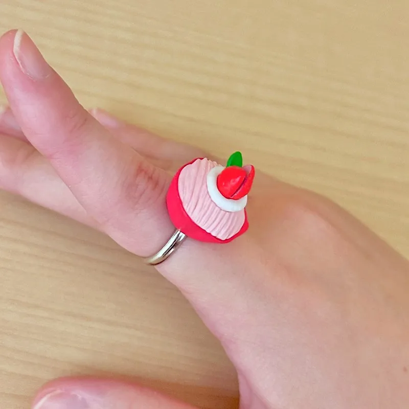 BANDAI Japan Gashapon Figure Anime Cute Mini Strawberry Ring Dessert Cake Miniature Model Kawaii Capsule Toys Figurine Gift