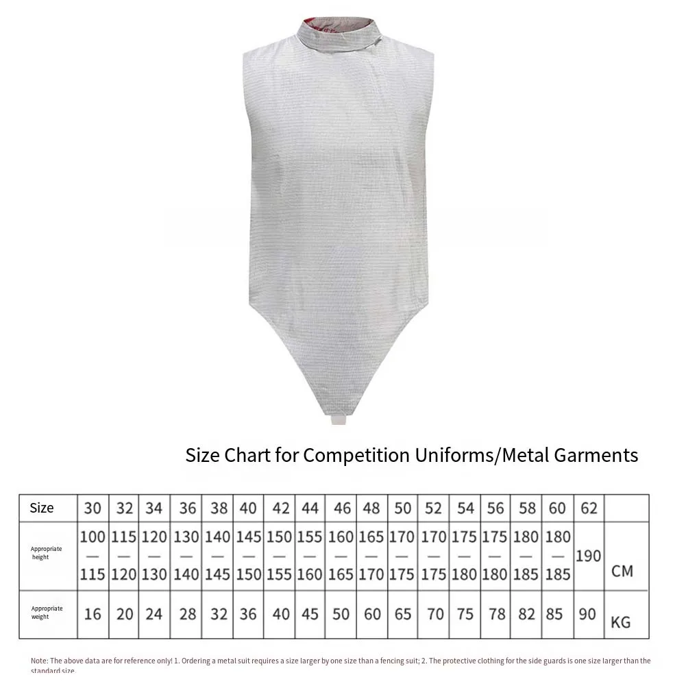 Fencing Sleeveless Jacket 16–90kg 110–190cm 350N Conductive Metalic Lame Jacket Fencing Training Clothing Accessories