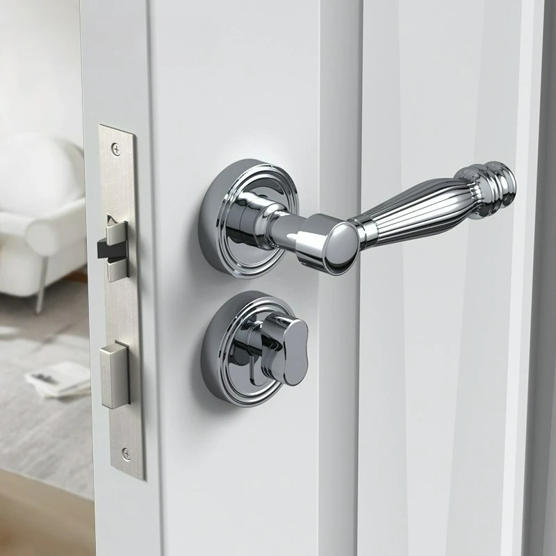 Modern Minimalist Interior Bedroom  French Luxury Door Lock, Wooden Door Handle, Magnetic/silent Door Lock