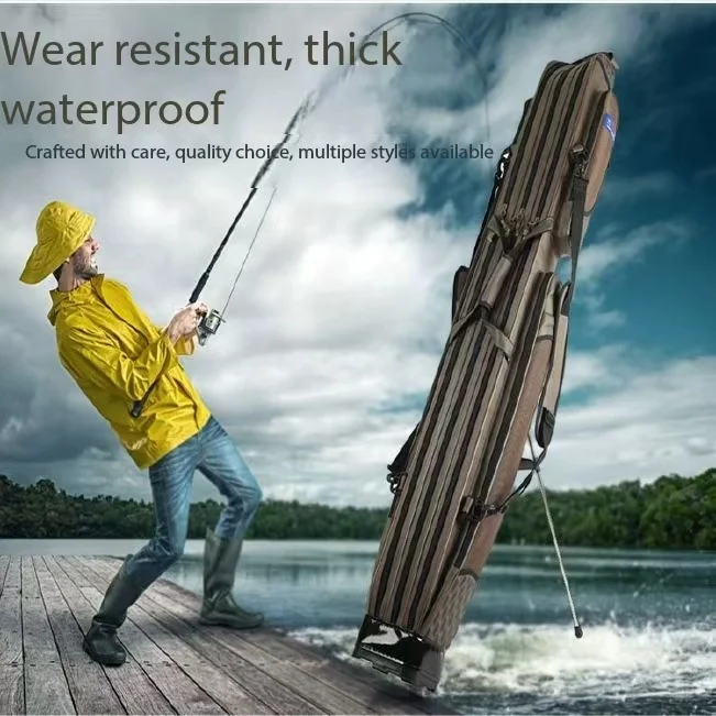 

Fishing Gear Bag 1.3/1.4 Meters 3-layer Waterproof Hard Shell Fishing Rod Bag With Bracket Fishing Bag