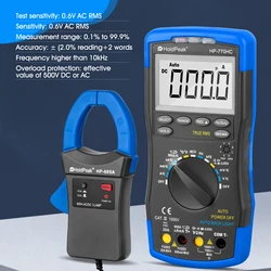 Holdpeak HP-770HC multímetro digital tester rms verdadeiro inteligente autoranging sonda com ncv + HP-605A braçadeira adaptador 600a ac/dc atual