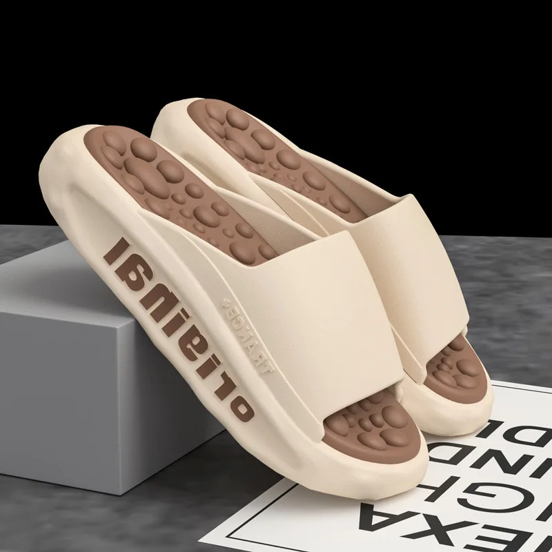Men\'s Summer Massage Slippers Male Indoor Home EVA Soft Bottom Anti-skid Slippers One Line Slippers Men Women Casual Shoes