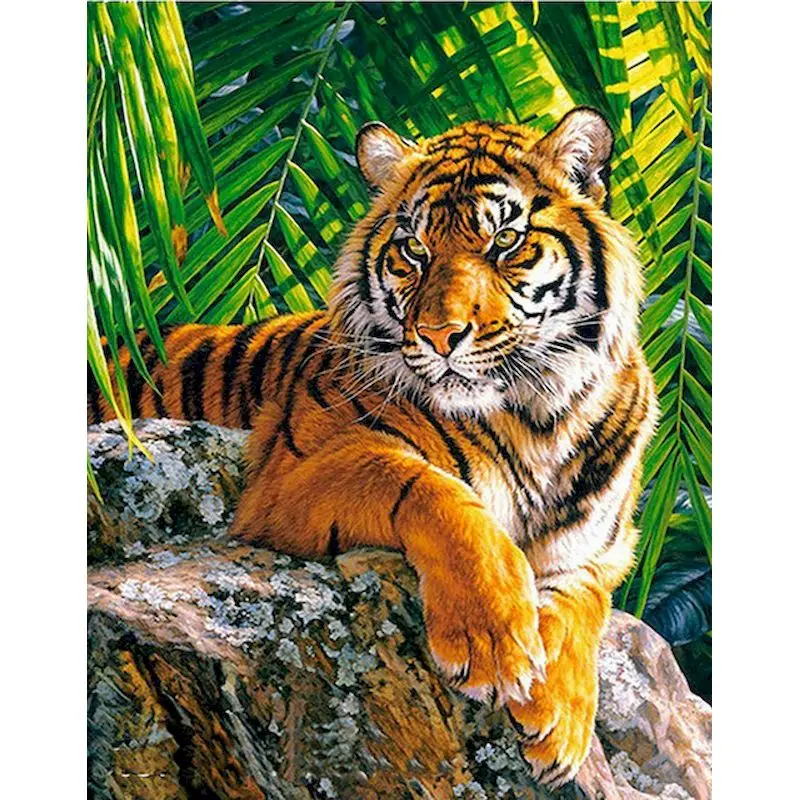 GATYZTORY Tiger Oil Pictures By Numbers Animals Paintings on Canvas Modern Frame Acrylic Paint By Number For Home Wall Art Decor