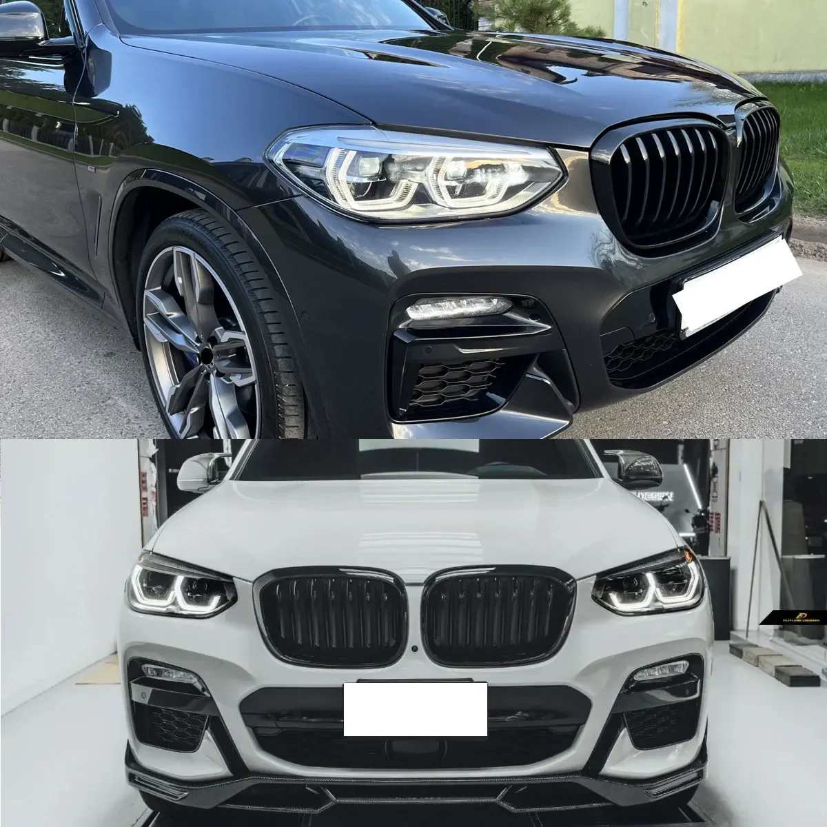 Front Bumper Kidney Grilles For BMW X3 X3M G01 X4 G02 20d 2018~2021 Gloss Black Car Grid Single Slats Racing Hood Grill Body Kit ABS