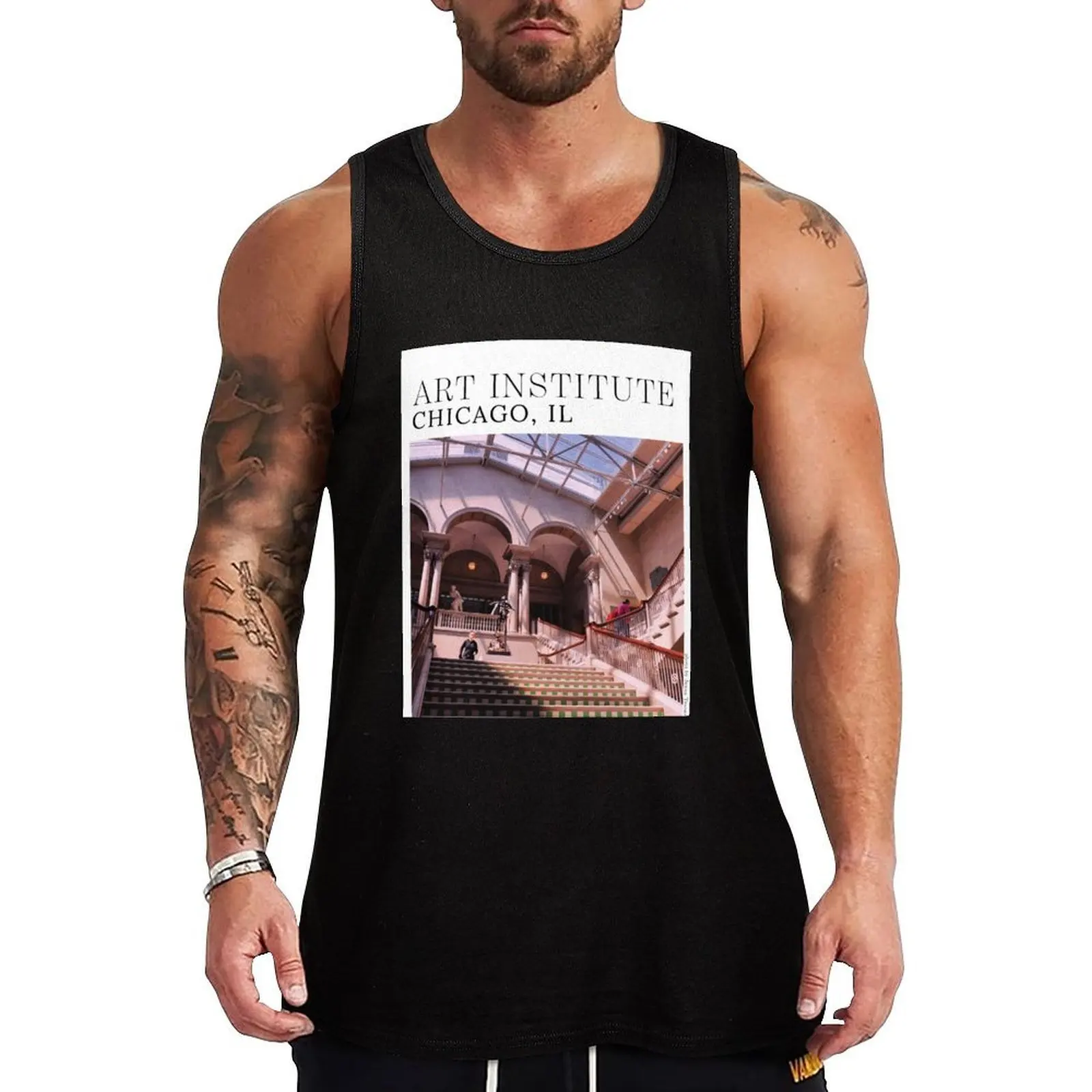 

ART INSTITUTE OF CHICAGO MUSEUM PRINT Tank Top Vests t-shirts for Men's gym Sports clothing Sleeveless T-shirt