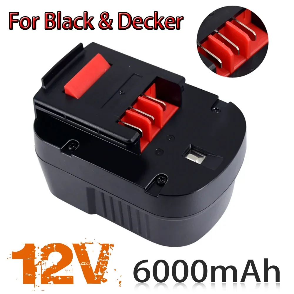 

12V 6000mAh Rechargeable Tool Battery A12EX FSB120B A1712 HP12K HP12 Lithium Battery Replacement for Black&Decker