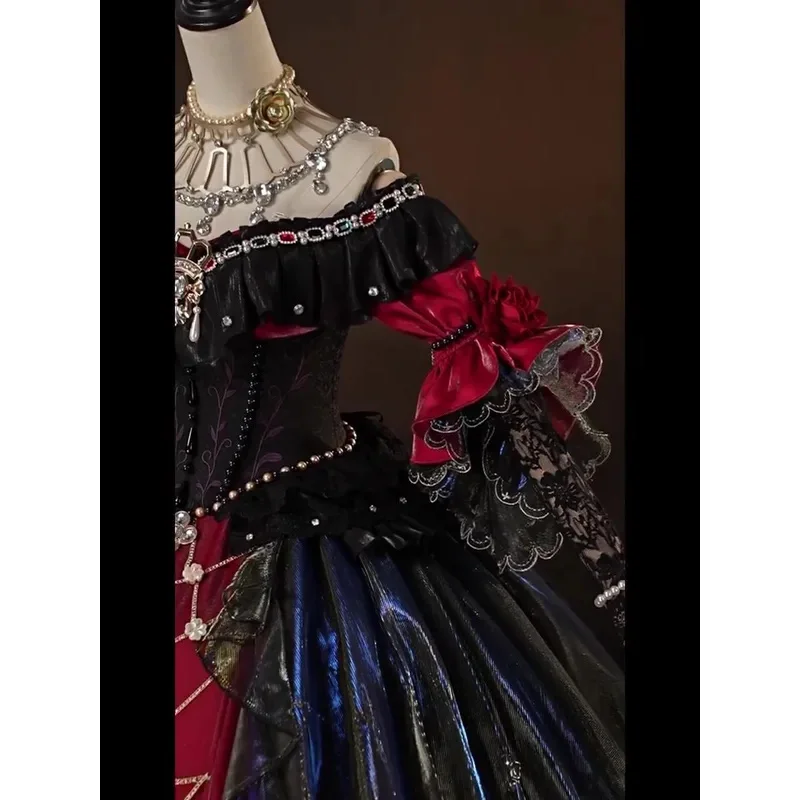 الهوية الخامس ماري الملكة الدموية الأمل كاذبة تأثيري حلي شعر مستعار تاج قفاز القرط الأبيض الشعر غطاء الرأس قلادة بروش الملحقات