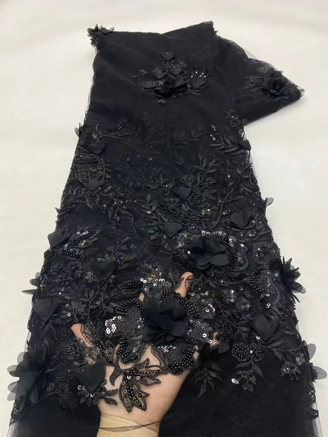 Африканская нигерийская 3D аппликация, кружевная цветочная ткань, высокое качество, 2025 г., с вышивкой блестками, французская кружевная ткань для свадебной вечеринки