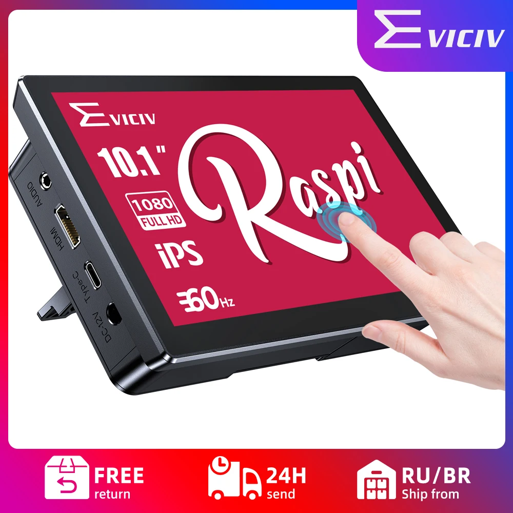 EVICIV 10.1 inch Raspberry Pi 4 Case with Toush Screen Portable Monitor for Raspberry 2 3 4 HDMI IPS Display PC Laptop XBox PS