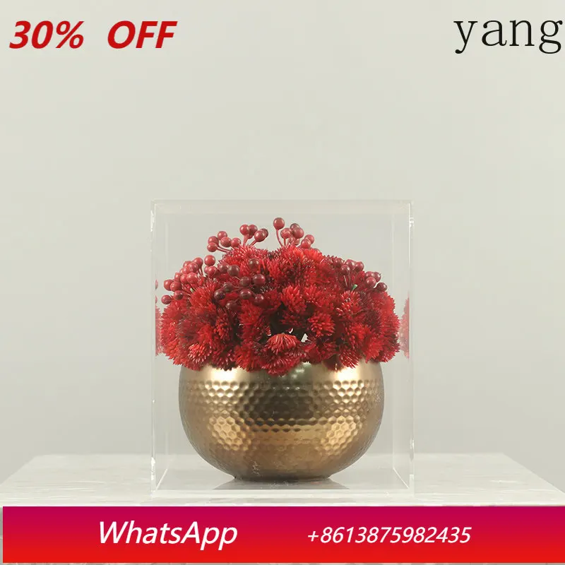 

LH new Chinese ceramic simulation flower art negotiation table acrylic box green plant desktop ornament