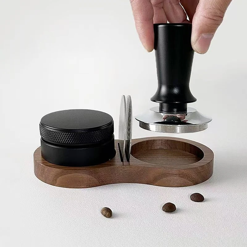 Walnut Wood Coffee Tamper Station Professional Non-Slip Bottom Coffee Tamper Storage Base Multi-functional Stable