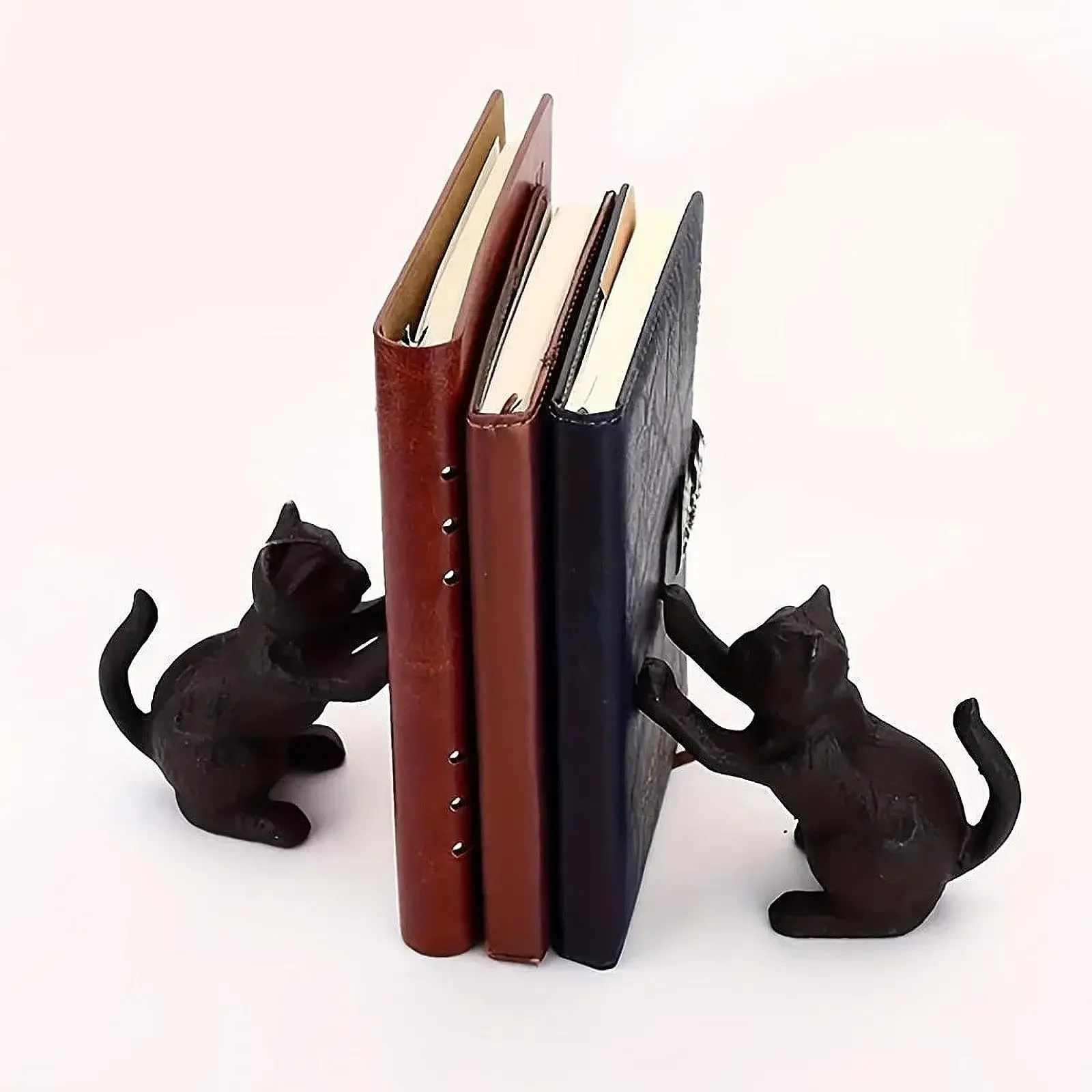 Decorative Cat Bookend Unique for Heavy Books Book Holder for Office Library Home Living Room Display Shelf Gift for Cat Lovers