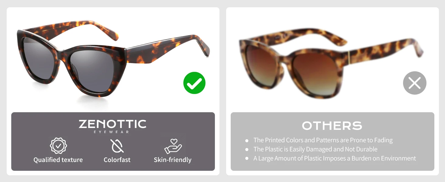ZENOTTIC Schmetterlings-polarisierte Sonnenbrille für Damen, handgefertigt, Acetat-Schatten, UV400-Schutz, quadratische Sonnenbrille zum Einkaufen, Geschenk – Detail 7