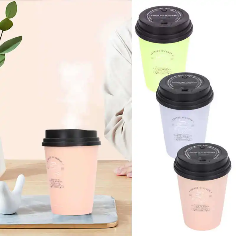 Small Humidifier USB Humidifier 300ml Coffee Cup Low Noise Auto Off Compact Lightweight Space Saving Mini Humidifier for Car