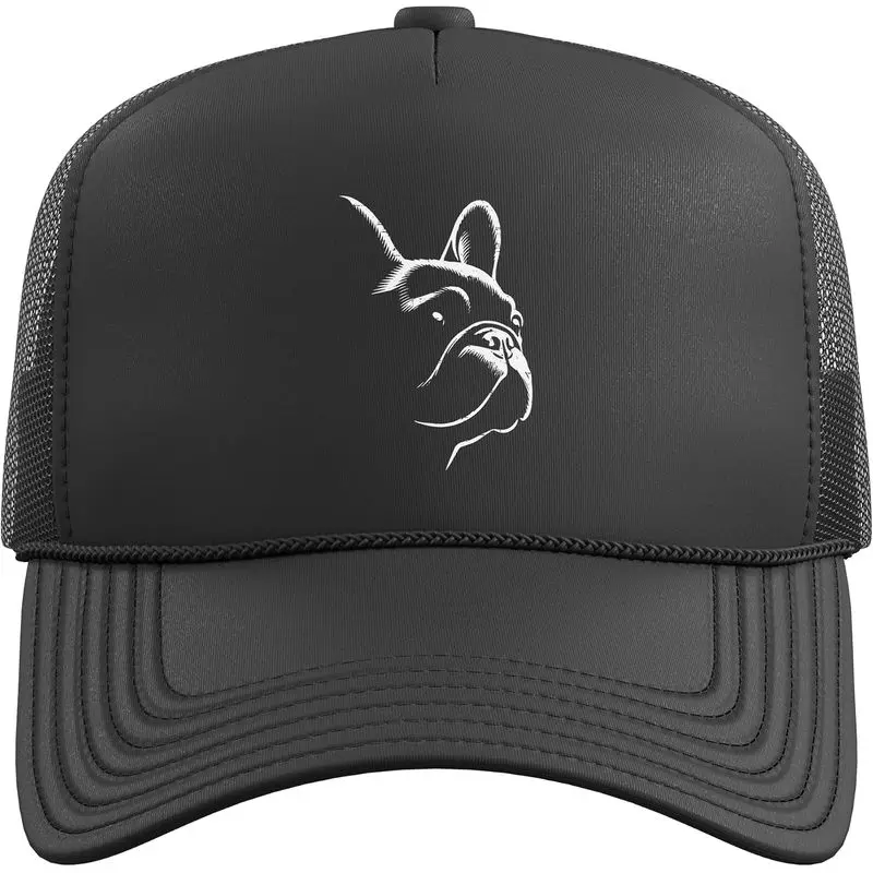 French Bulldog Dog Face Line Art Frenchie Pet Men Women Kids Trucker Hat with Adjustable Mesh Back