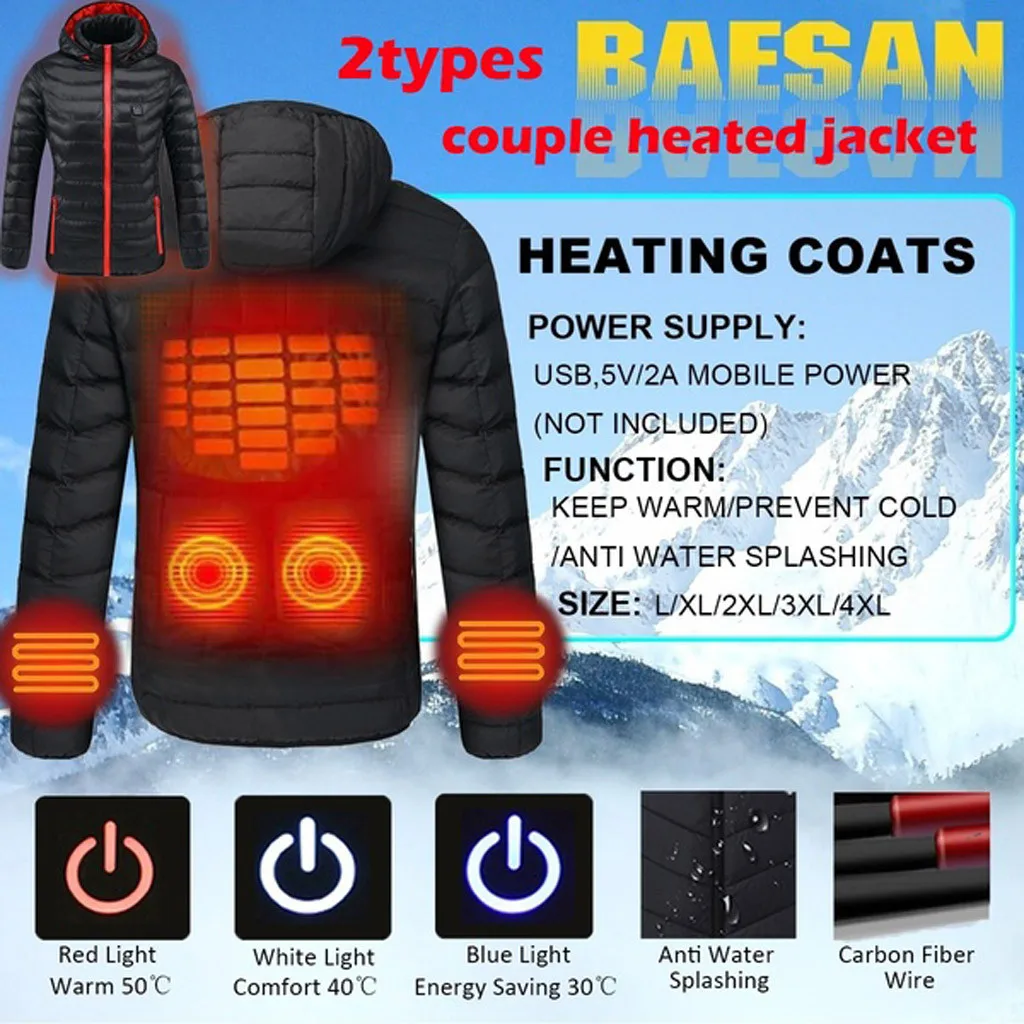 

21 Areas Heated Jacket Women's Warm Vest USB Men's Heating Jacket Heated Vests Coat Hunting Hiking Camping Autumn Winter Male