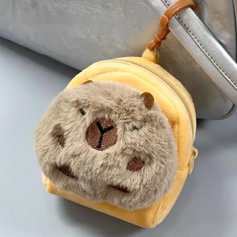 Capybara Change Purse Cord Storage Small Wallet Cute Funny Pendant Plush Capybara Pouch Bag For Birthday Children's Day