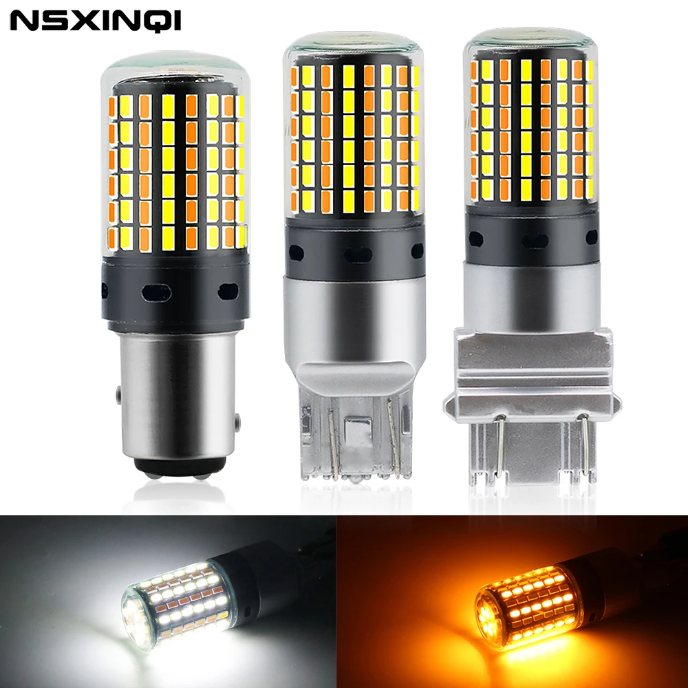 

1piece LED Signal Light P21/5W 1157 BAY15D 7443 W21/5W 3157 P27/7W 3014 120SMD Canbus Brake Lamp Bulb 12V White Amber Dual Color