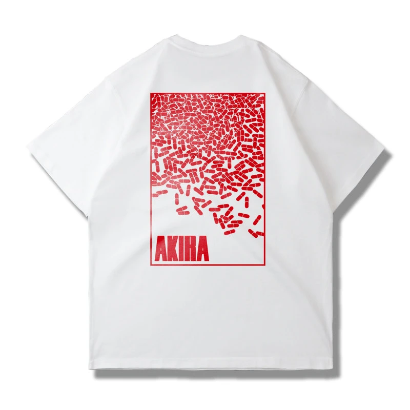 Fit Japanese Anime-related Products Akira Pill Capsule Short-Sleeved Tee Graphic Cotton Printing High-end Luxury Unisex Style