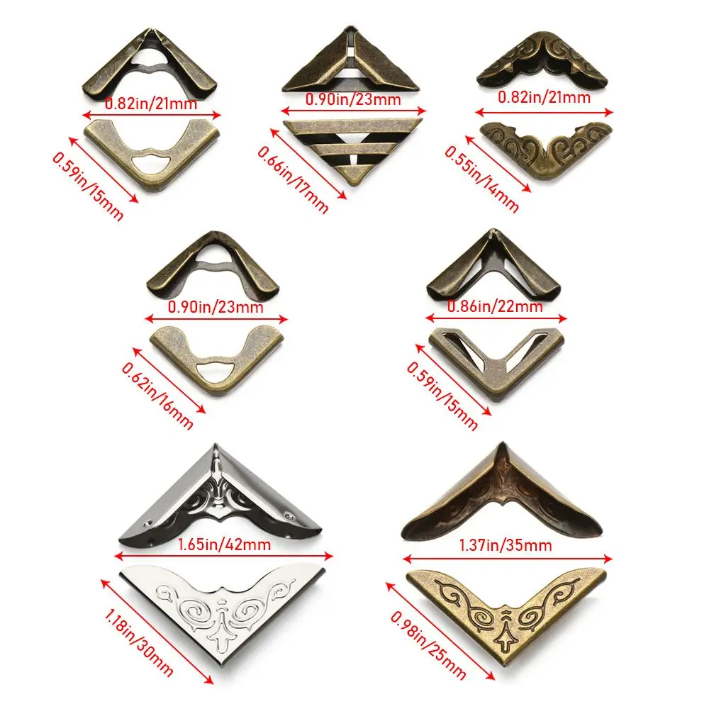 4 pezzi di decorazione per menu di libri retrò, protezione per angoli di libri, angoli metallici, album fotografici, accessori per album