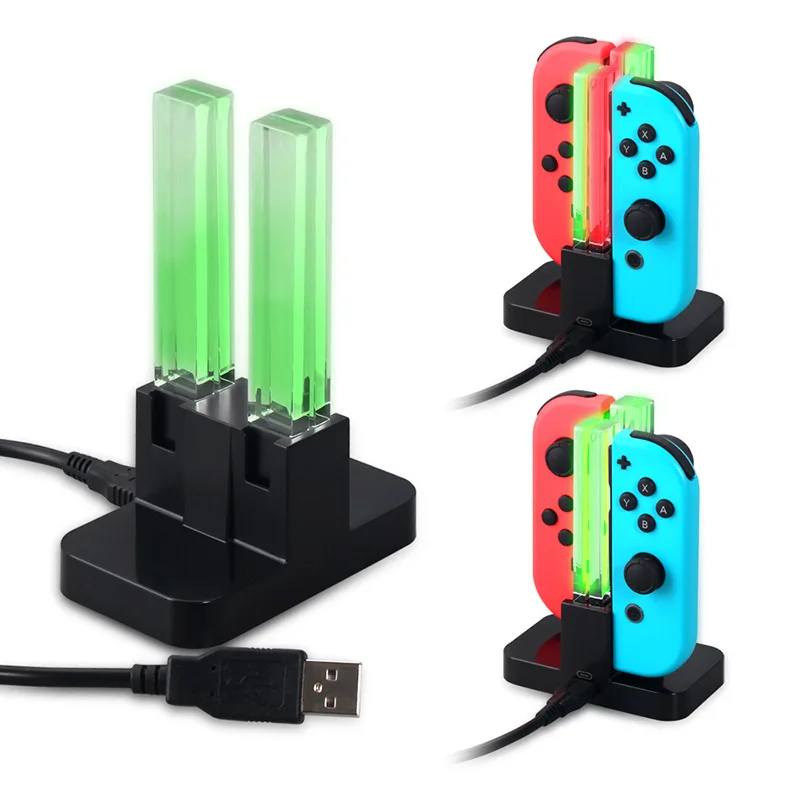 TNS-875 لـ SWITCH شاحن لوحة الألعاب Joypad جهاز شحن NS BT Gamepad ملون بأربعة شحن