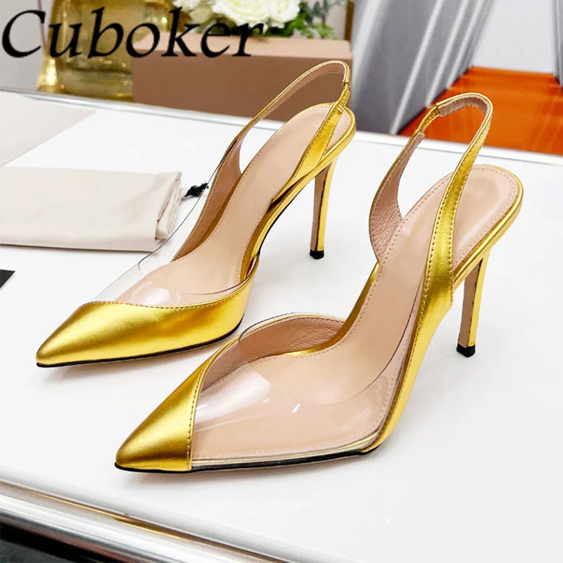 

Summer Patent Leather Sandals Women Pointy Toe PVC High Heels Sandals Ladies Wedding Shoes Banquet Pumps Dress Shoes For Women