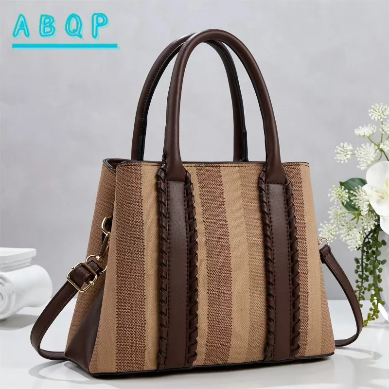 

New Women's Handbag Striped Fashion Trend Women's Shoulder Bag Luxury Brand Personalized Casual Women's Bag Large Capacity