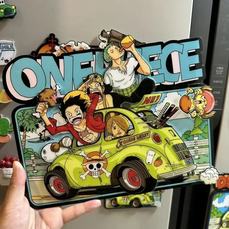 Imán de refrigerador 3D de Anime de una pieza, Luffy Zoro Usopp Chopper, periférico de animé, adornos decorativos para refrigerador del hogar, regalo