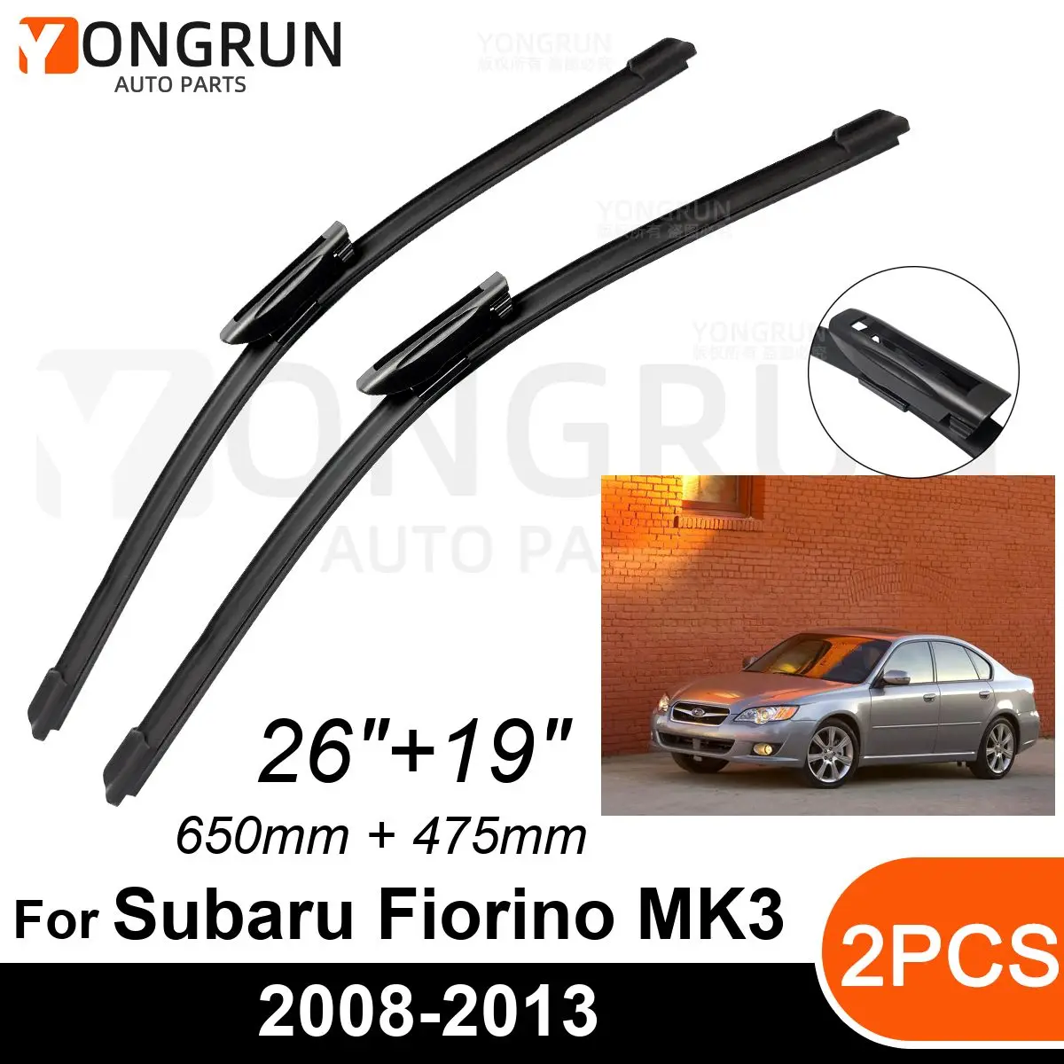 

Car Front Windshield Wipers For Subaru Fiorino MK3 2008-2013 Wiper Blade Rubber 26"+19" Car Windshield Windscreen Accessories