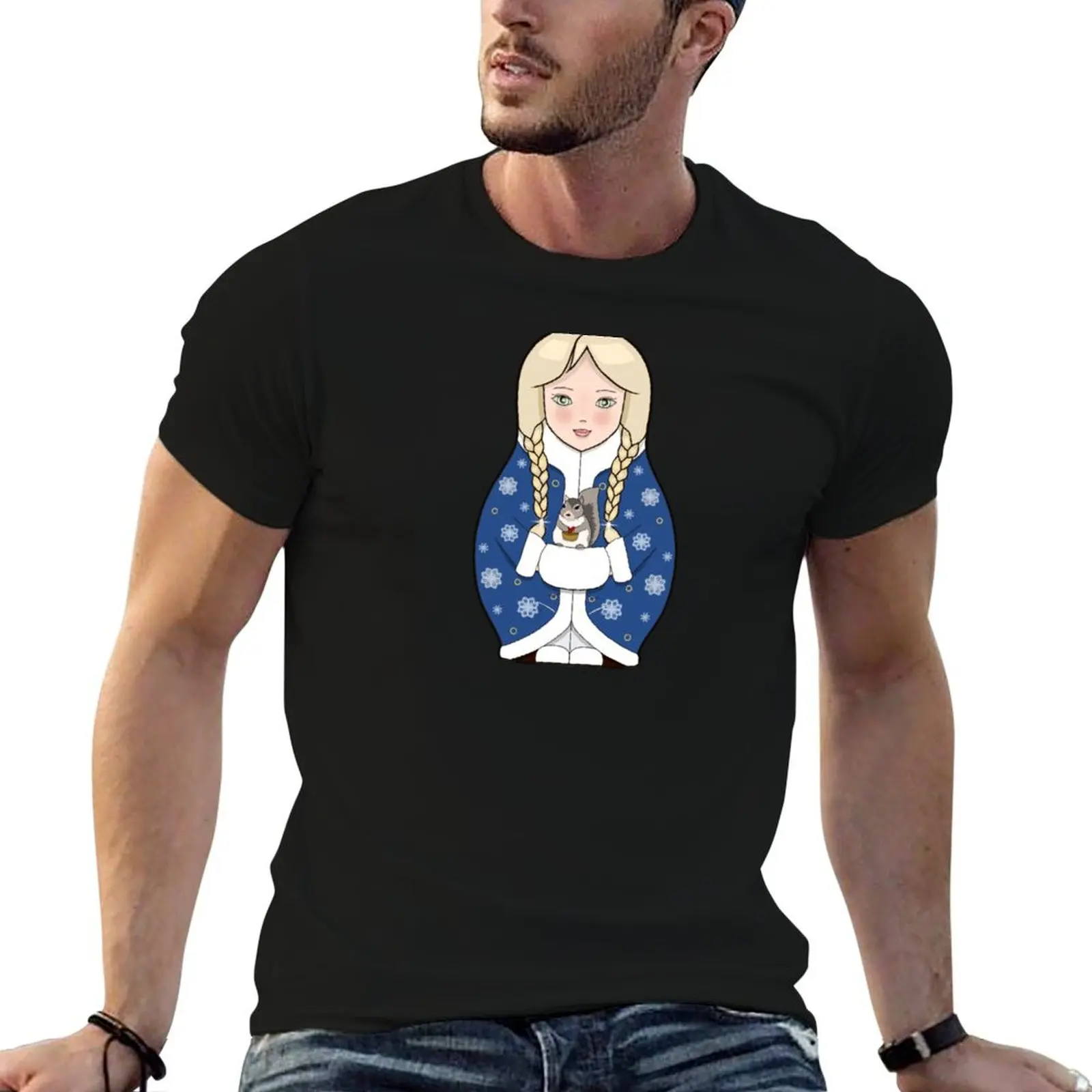 

100% shirts II man Nesting cotton Snegurochka t t Doll Princess shirt T-Shirt man summer Ice