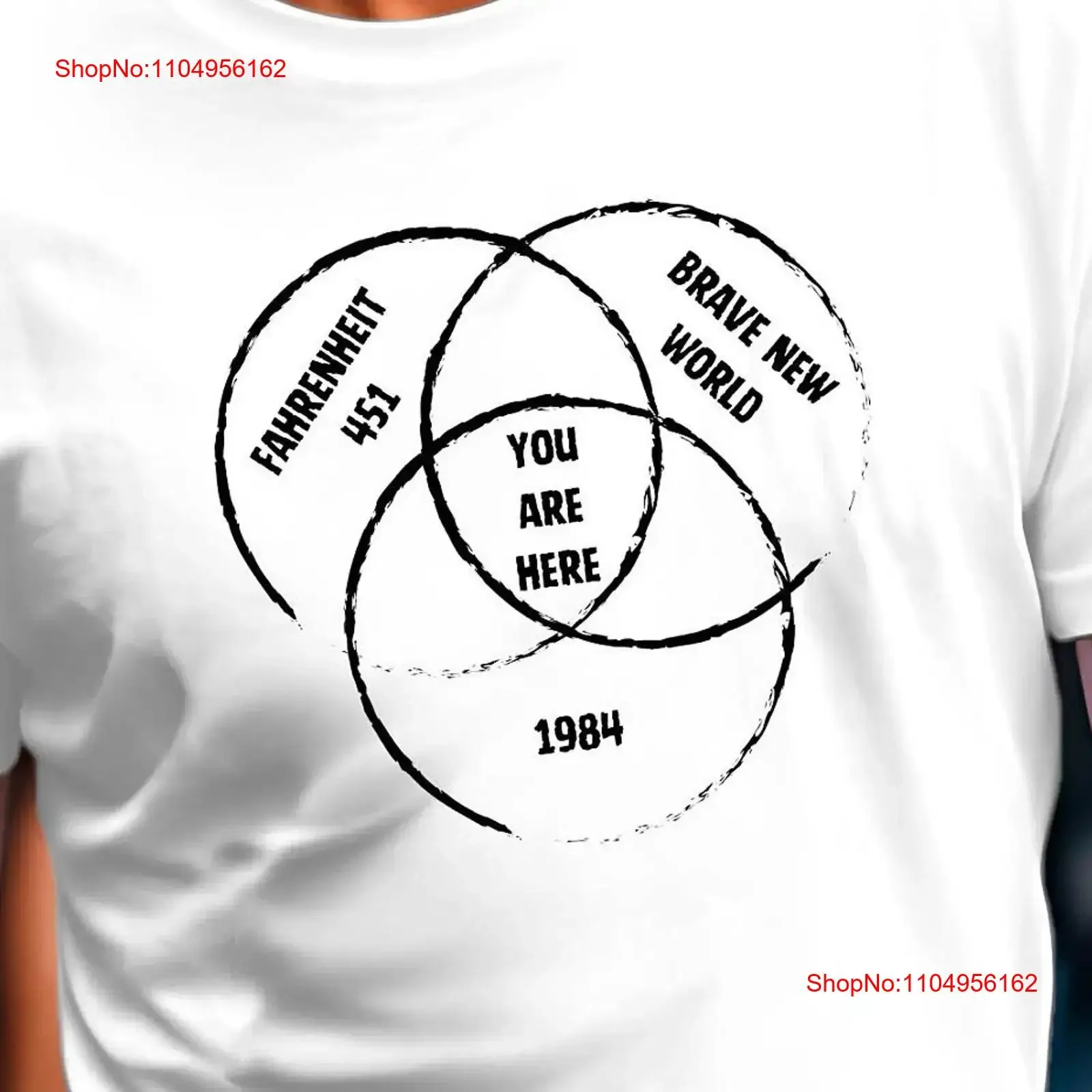 Camiseta eres aquí Dystopia 1984 Georg Orwell Fahrenheit 451 Ray Bradbury Brave New World Aldous Huxley 320APT2 vintage