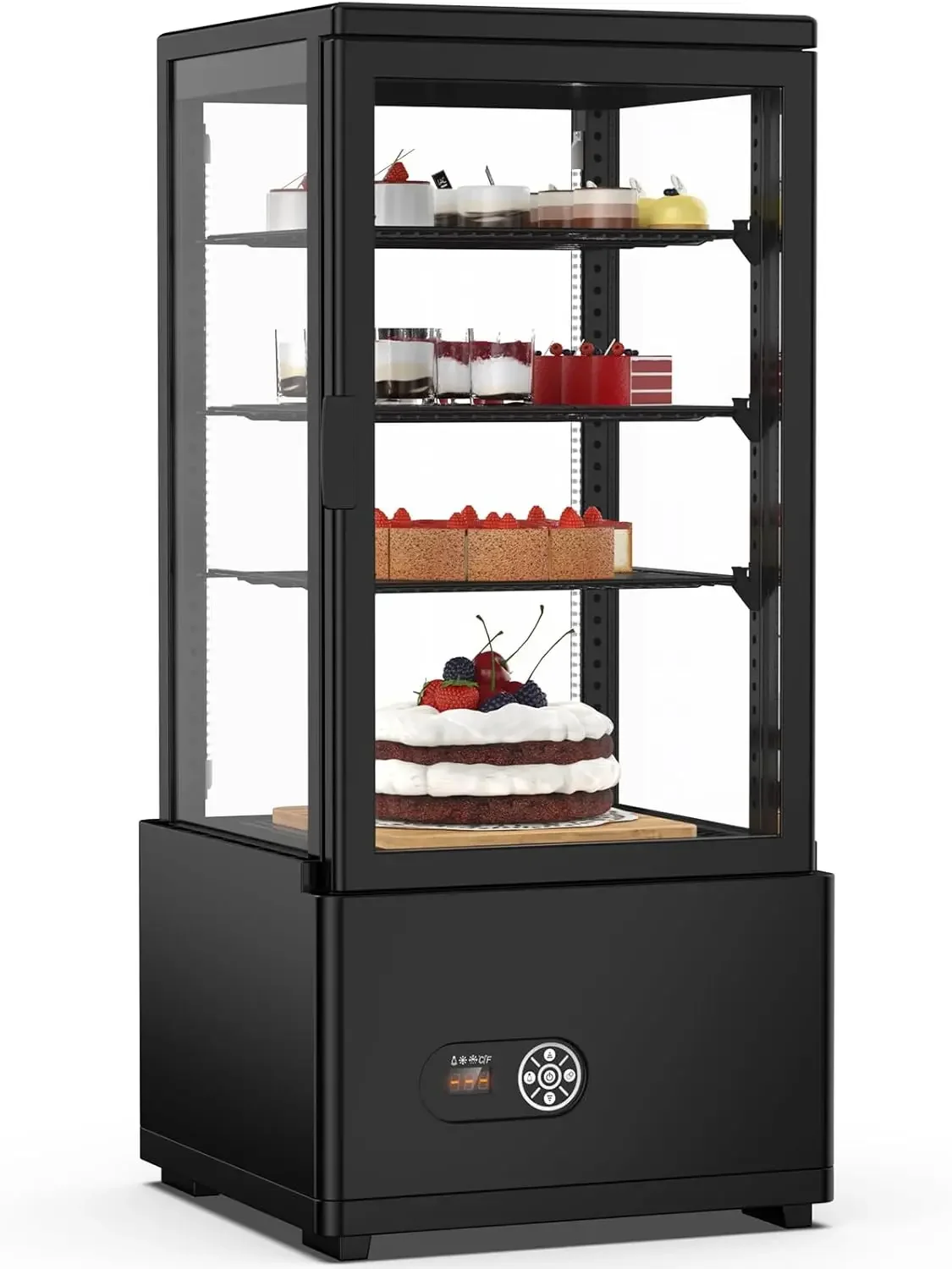 Display Cake Refrigerator, 3Cu. FT (86 L) Commercial Refrigerator Display Case, Double-Layered Glass Display Cake Fridge with In