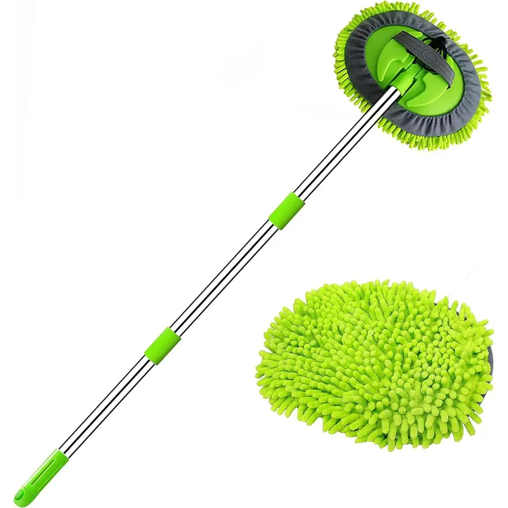 

47.5 Long Handle Car Wash Brush with 2-in-1 Chenille Microfiber Sponge for Cleaning Cars, Trucks, SUVs, RVs, and Boats without S