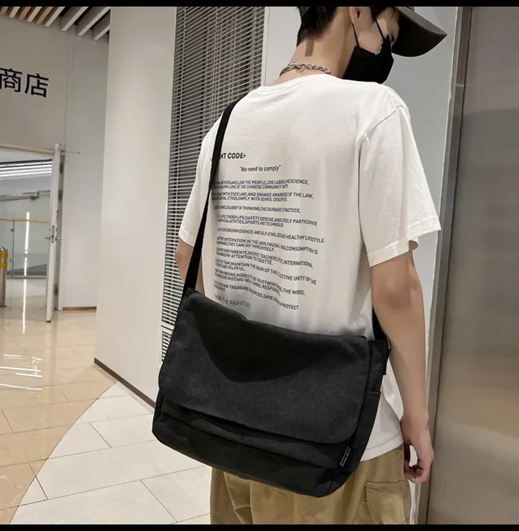Men Fashion Versatile Crossbody Bags Vintage Canvas Student Messenger Bag Brand Tooling Wind Shoulder Bag Student postman 가방 sac
