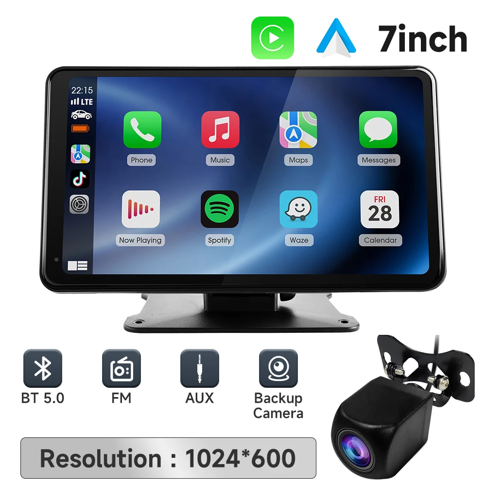 العالمي 7 بوصة راديو السيارة الوسائط المتعددة مشغل فيديو لاسلكي Carplay أندرويد السيارات لينك BT 5.0 AUX TF FM مشغل السيارة ستيريو السيارة