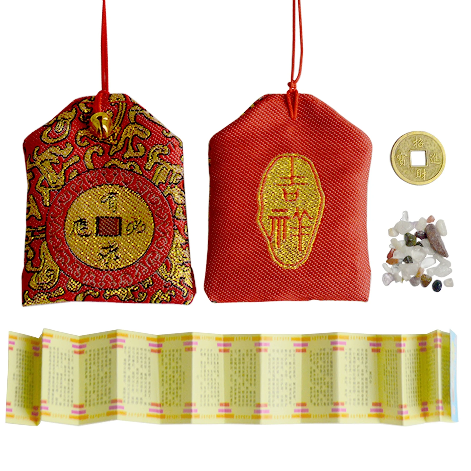 Feng Shui Chinese Auspicious Blessing Pray Recruiting Wealth Omamori Bell Amuletr 5PCS