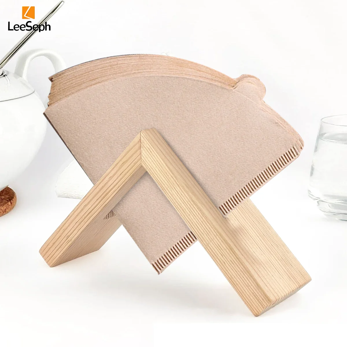 Wooden Coffee Filter Holder, Cone Reusable Coffee Filters Paper Container Stand, Espresso Tool for Home, Office, Cafe, Hotel