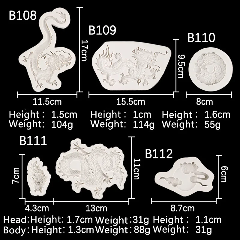 3D Silicone Clay Molds New Year Chinese Pattern Lucky Cloud Panlong Mold DIY Handmade Resin Crafts Molds Fondant Border Decora