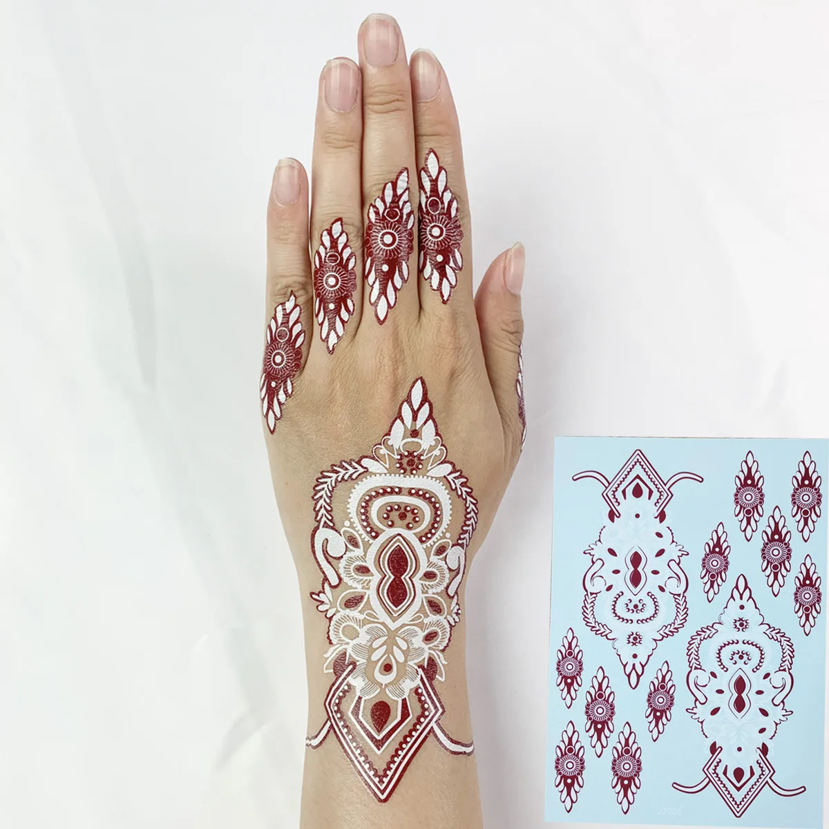 

Waterproof Henna Tattoo Stickers for Women Flower Fake Tattoo for Hand Temporary Tattoos for Wedding Party Festival
