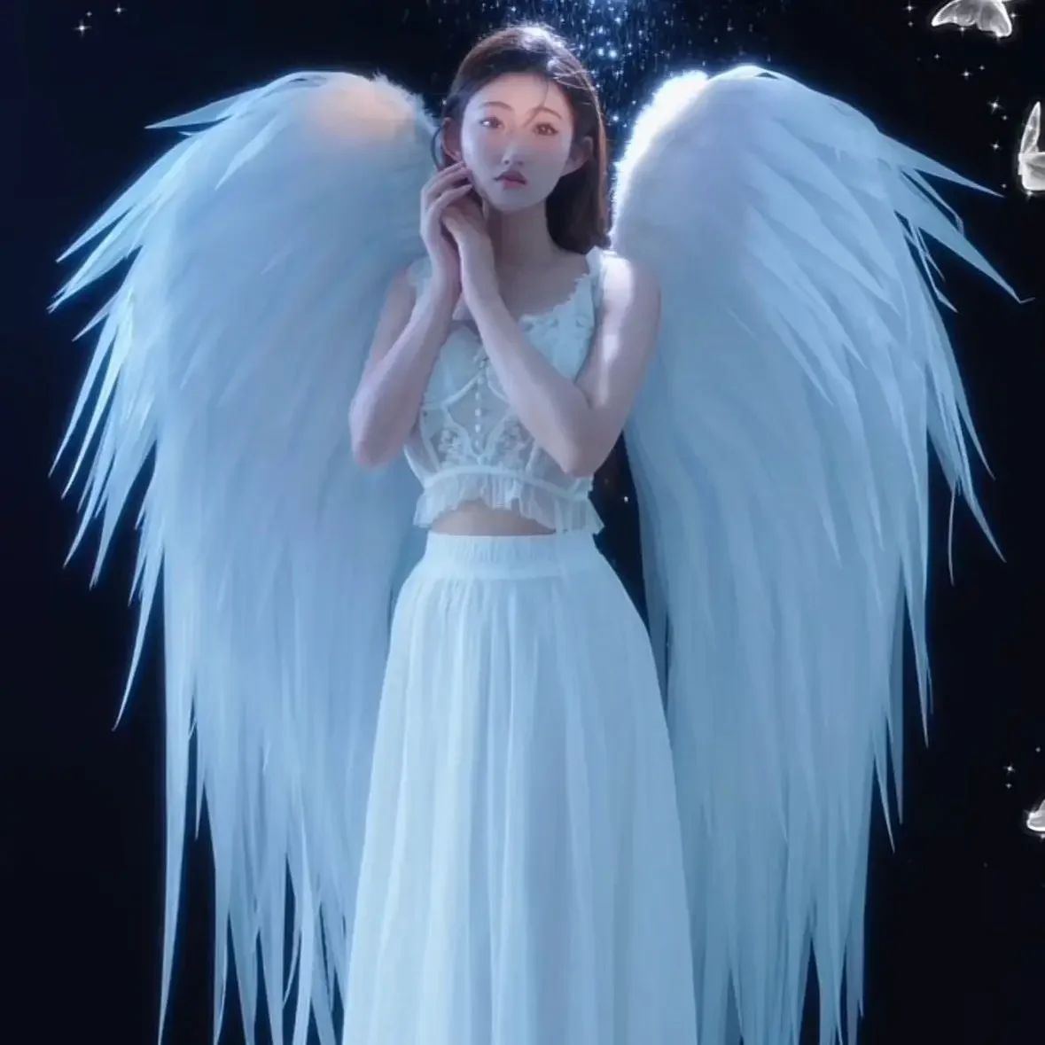 White Wing Princess  Feather Wings Props Stage Performance Wedding Party Halloween Holiday Decoration Girl Easter
