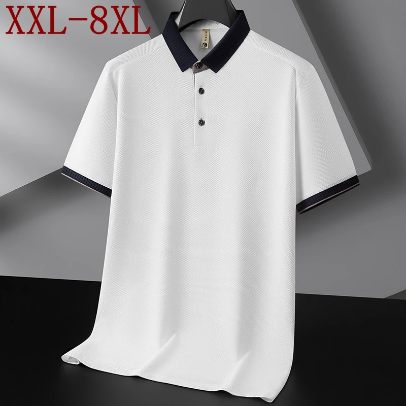 

8XL 7XL 6XL 2026 New Summer High Quality Luxury Breathable Polo Shirt Man Tops Tee Casual Loose Mens Shirts Lapel T-shirts Men
